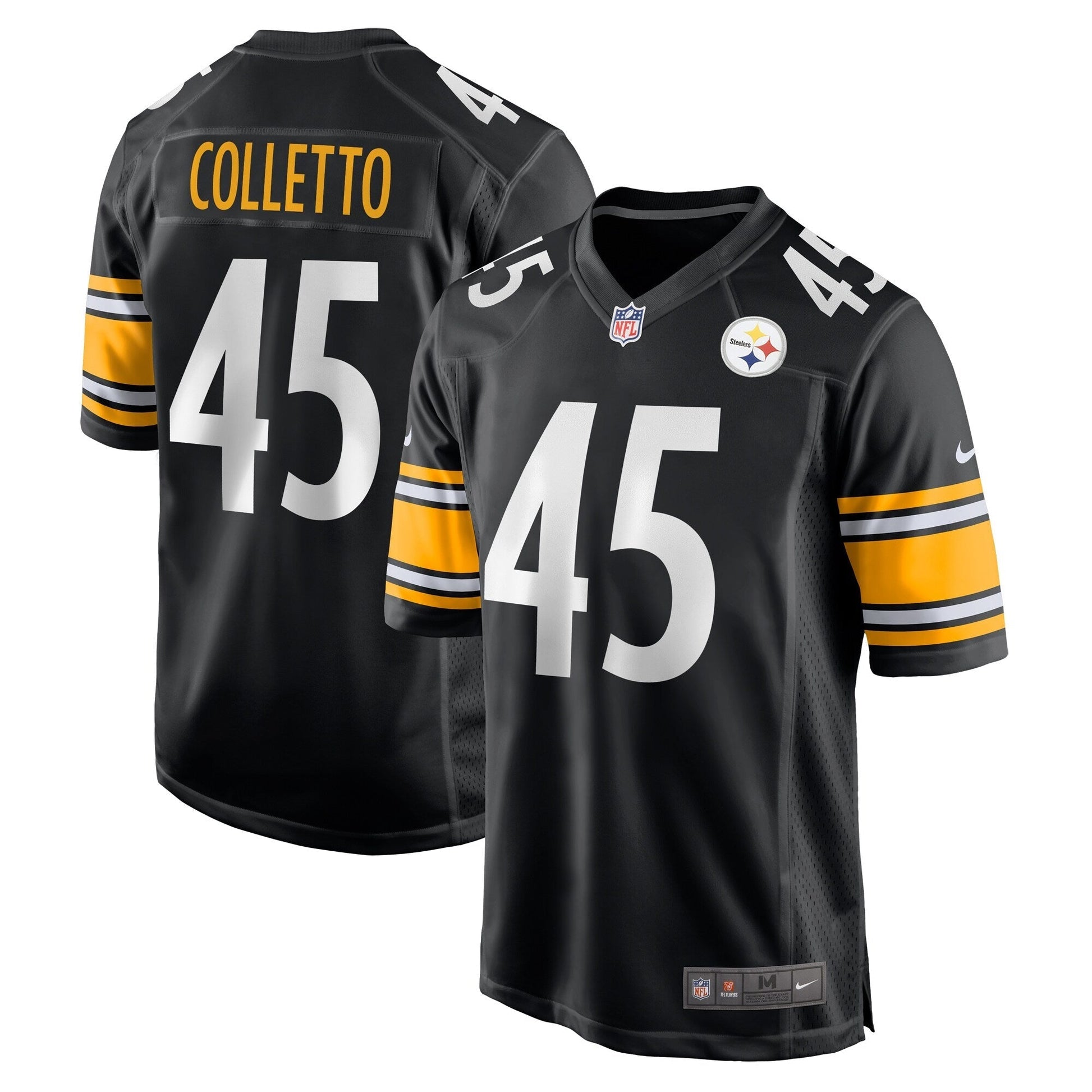 Jack Colletto Pittsburgh Steelers Game Jersey - Black football jersey product view 1