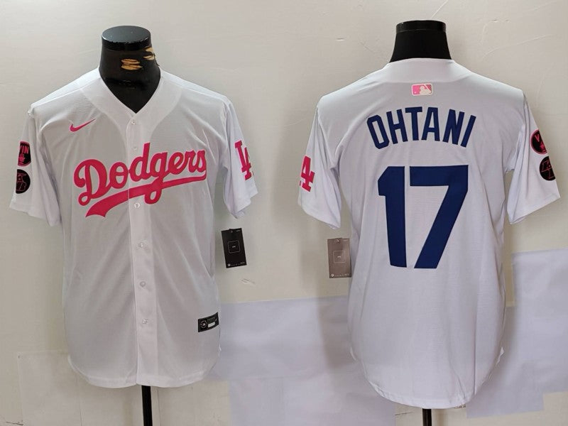 Men's Los Angeles Dodgers Shohei Ohtani #17 White Limited Game Player Jersey baseball jersey product view 1