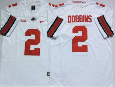 Men's Ohio State Buckeyes JK Dobbins #2 White Player Game Jersey sports jersey product view 1