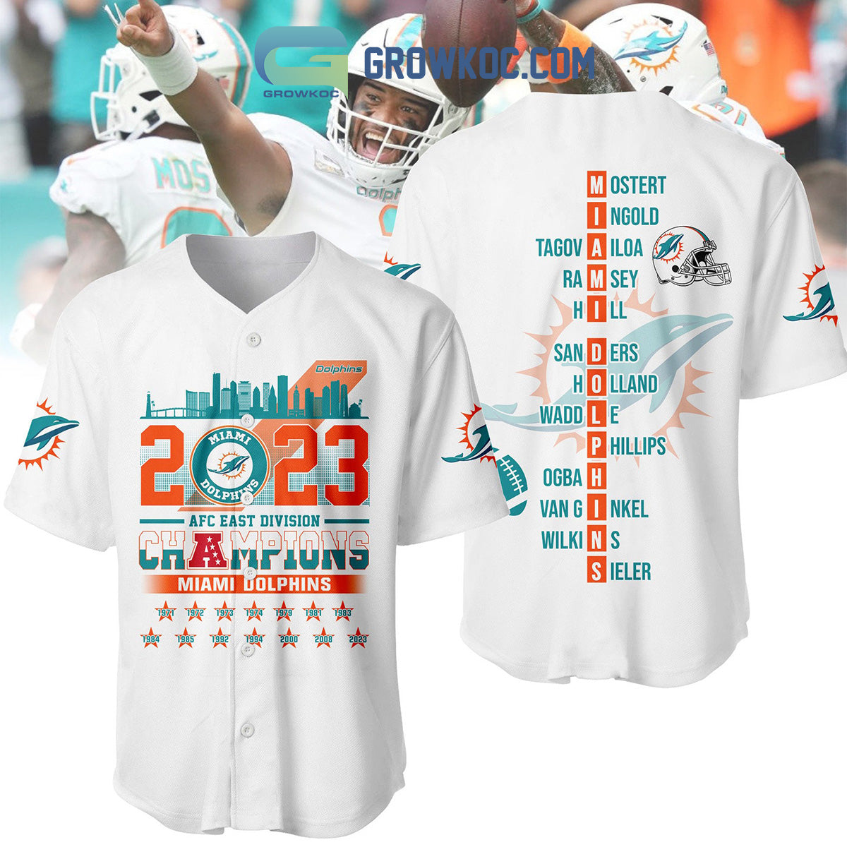 2023 AFC Champions Miami Dolphins Baseball Jersey Unisex T-shirt, Sweatshirt, Hoodie, Long Sleeve Tee - T-Shirt, Sweatshirt, Hoodie