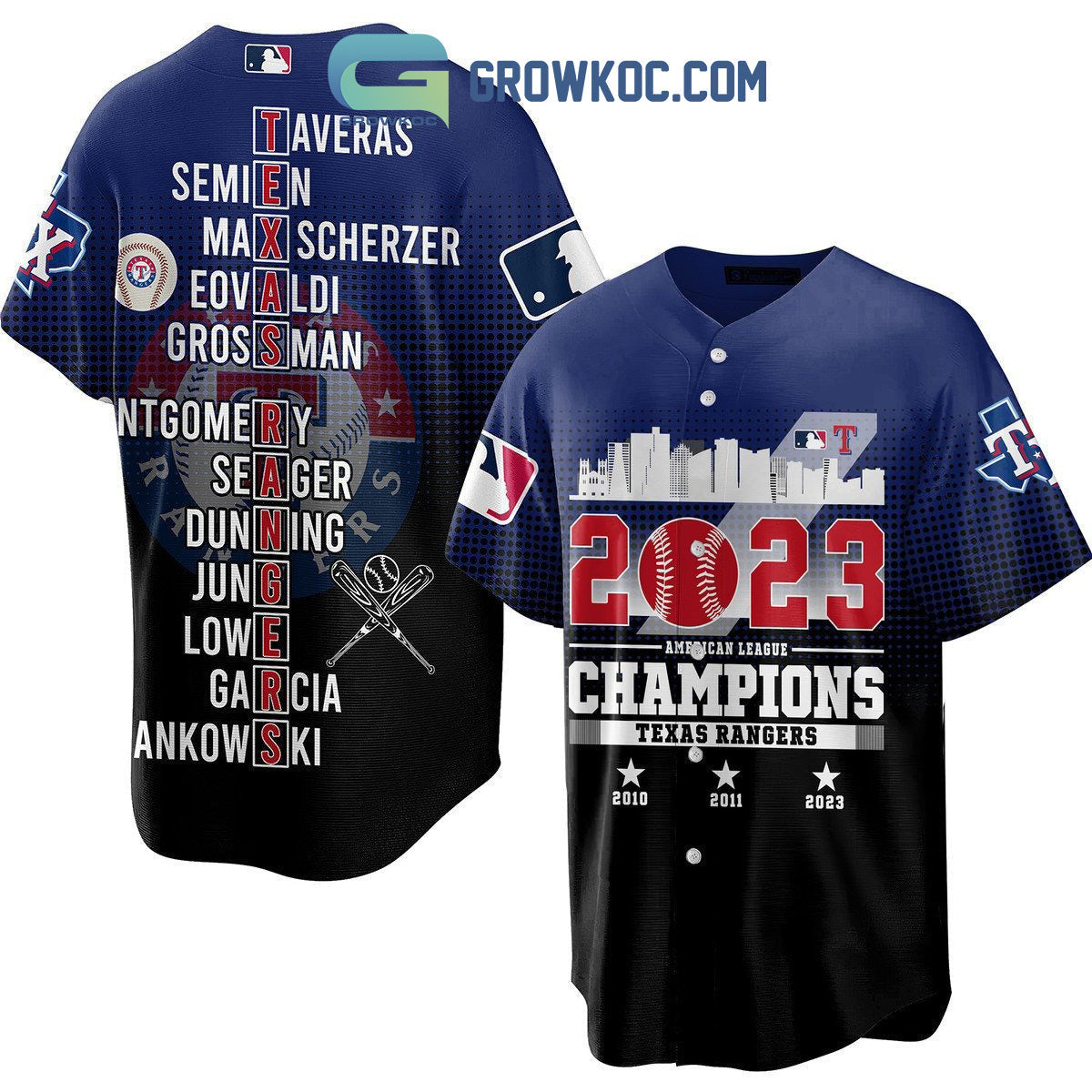 2023 American League Champions Texas Rangers Baseball Jersey Unisex T-shirt, Sweatshirt, Hoodie, Long Sleeve Tee - T-Shirt, Sweatshirt, Hoodie