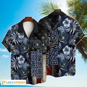 2024 Milwaukee Brewers Hibiscus Hawaiian Shirt For Men Women - Brewers Hawaiian Shirt Unisex T-shirt, Sweatshirt, Hoodie, Long Sleeve Tee - T-Shirt, Sweatshirt, Hoodie