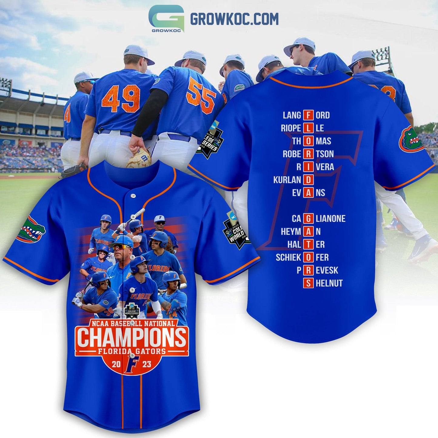 2023 NCAA Baseball National Champions Florida Gators Baseball Jersey Unisex T-shirt, Sweatshirt, Hoodie, Long Sleeve Tee - T-Shirt, Sweatshirt, Hoodie
