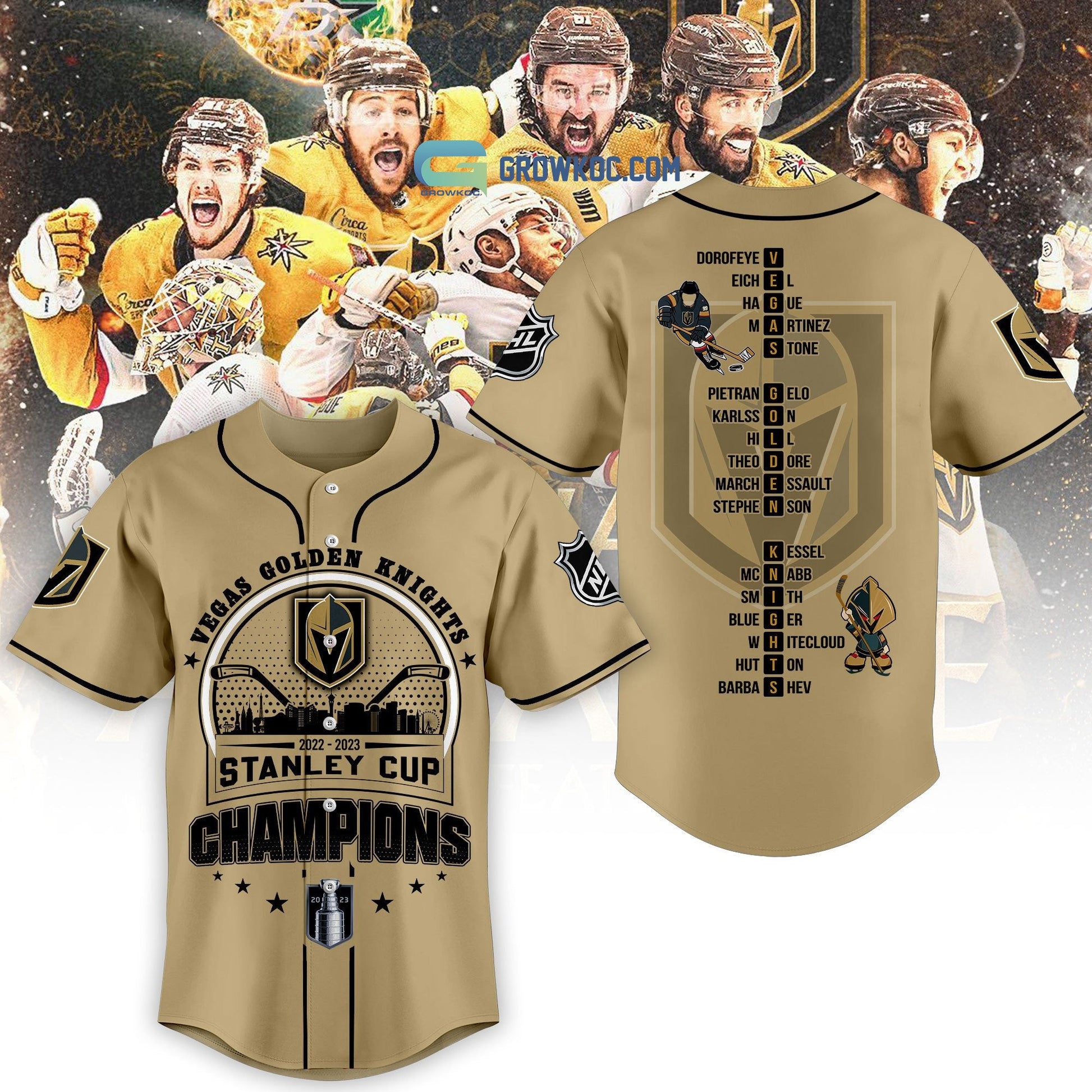 2023 NHL Stanley Cup Champions Vegas Golden Knights Baseball Jersey Unisex T-shirt, Sweatshirt, Hoodie, Long Sleeve Tee - T-Shirt, Sweatshirt, Hoodie