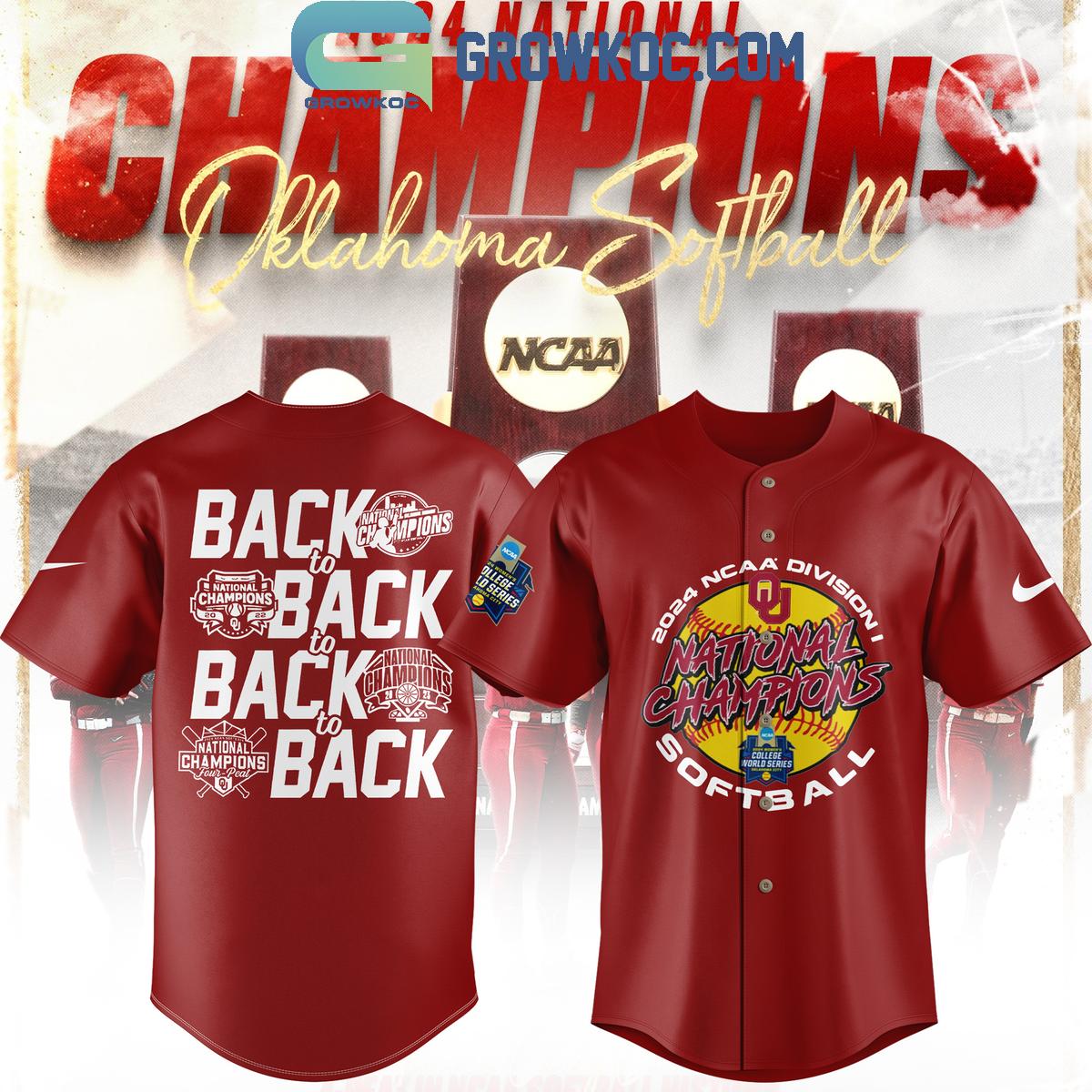 2024 Champions Oklahoma Sooners Back To Back Personalized Baseball Jersey Unisex T-shirt, Sweatshirt, Hoodie, Long Sleeve Tee - T-Shirt, Sweatshirt, Hoodie