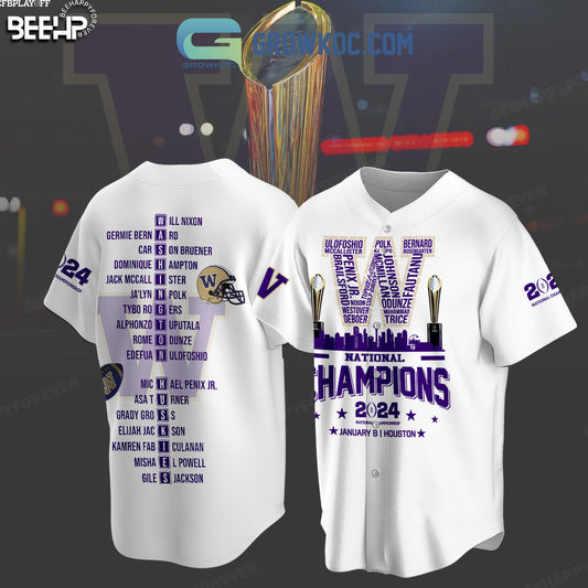 2024 National Champions Washington Huskies Baseball Jersey Unisex T-shirt, Sweatshirt, Hoodie, Long Sleeve Tee - T-Shirt, Sweatshirt, Hoodie