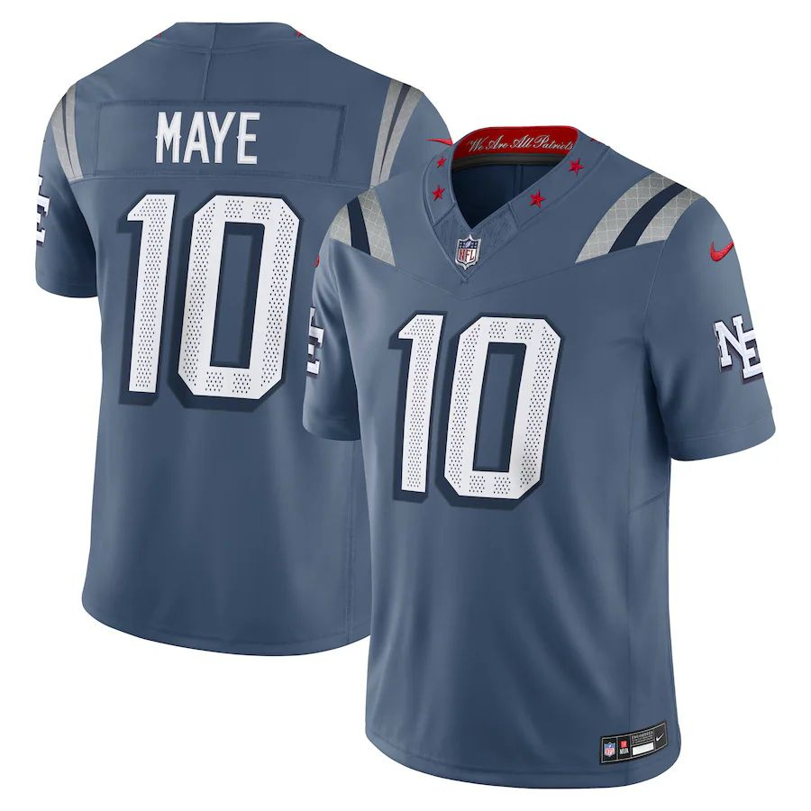 Drake Maye New England Patriots 2025 Rivalries Collection Game Jersey - Storm Blue football jersey product view 1