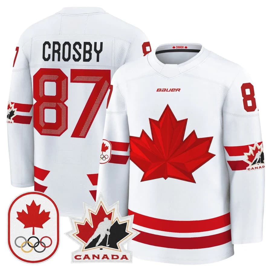Sidney Crosby Canada 2026 Olympic Jersey - White sports jersey product view 1