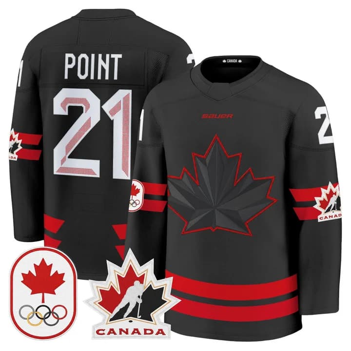 Brayden Point Canada 2026 Olympic Jersey - Black sports jersey product view 1