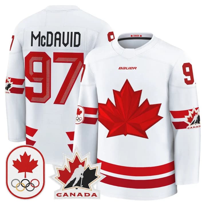 Connor McDavid Canada 2026 Olympic Jersey - White sports jersey product view 1