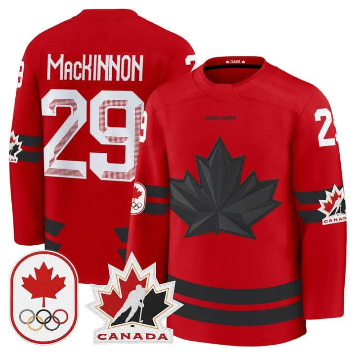 Nathan MacKinnon Canada 2026 Olympic Jersey - Red sports jersey product view 1