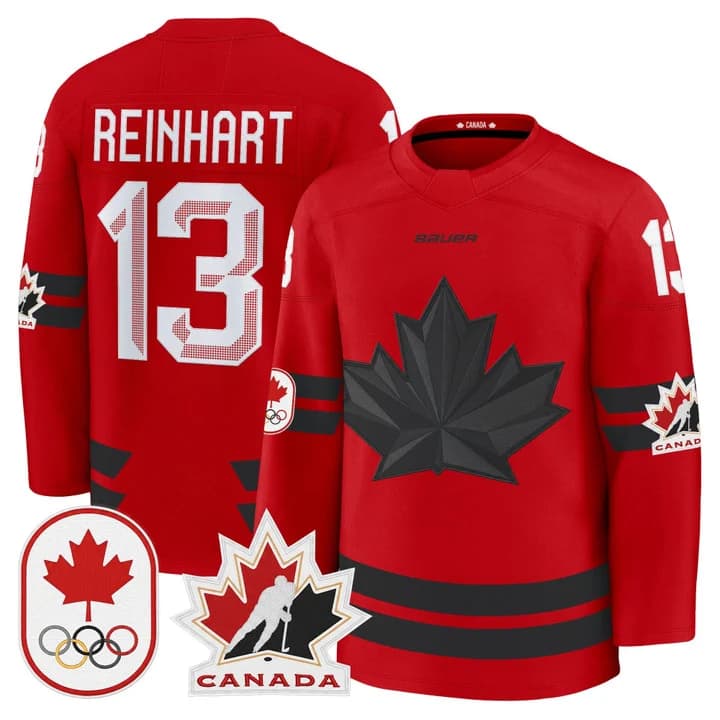 Sam Reinhart Canada 2026 Olympic Jersey - Red sports jersey product view 1