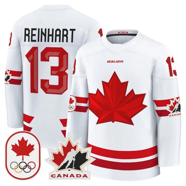 Sam Reinhart Canada 2026 Olympic Jersey - White sports jersey product view 1