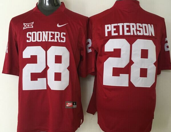 Men's Oklahoma Sooners Adrian Peterson #28 Crimson Player Game Jersey sports jersey product view 1