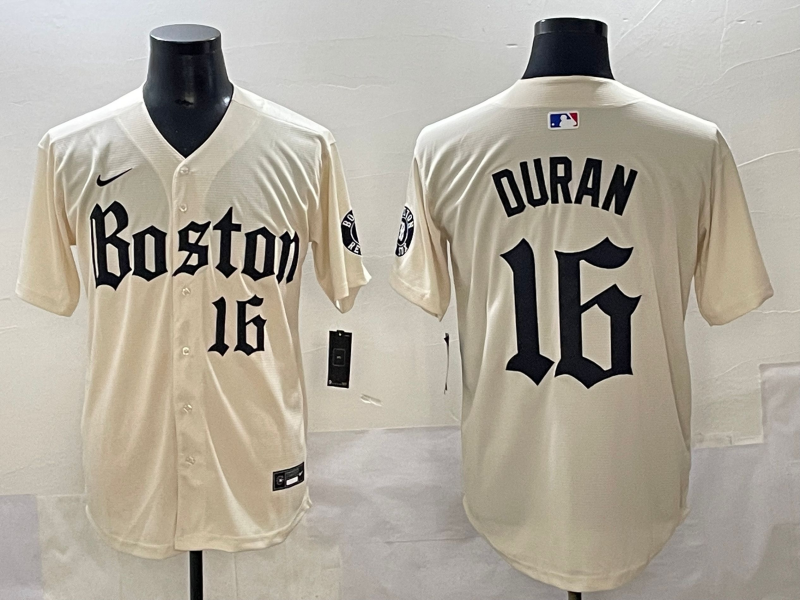 Men's Boston Red Sox Jarren Duran #16 Cream Replica Player Jersey baseball jersey product view 1