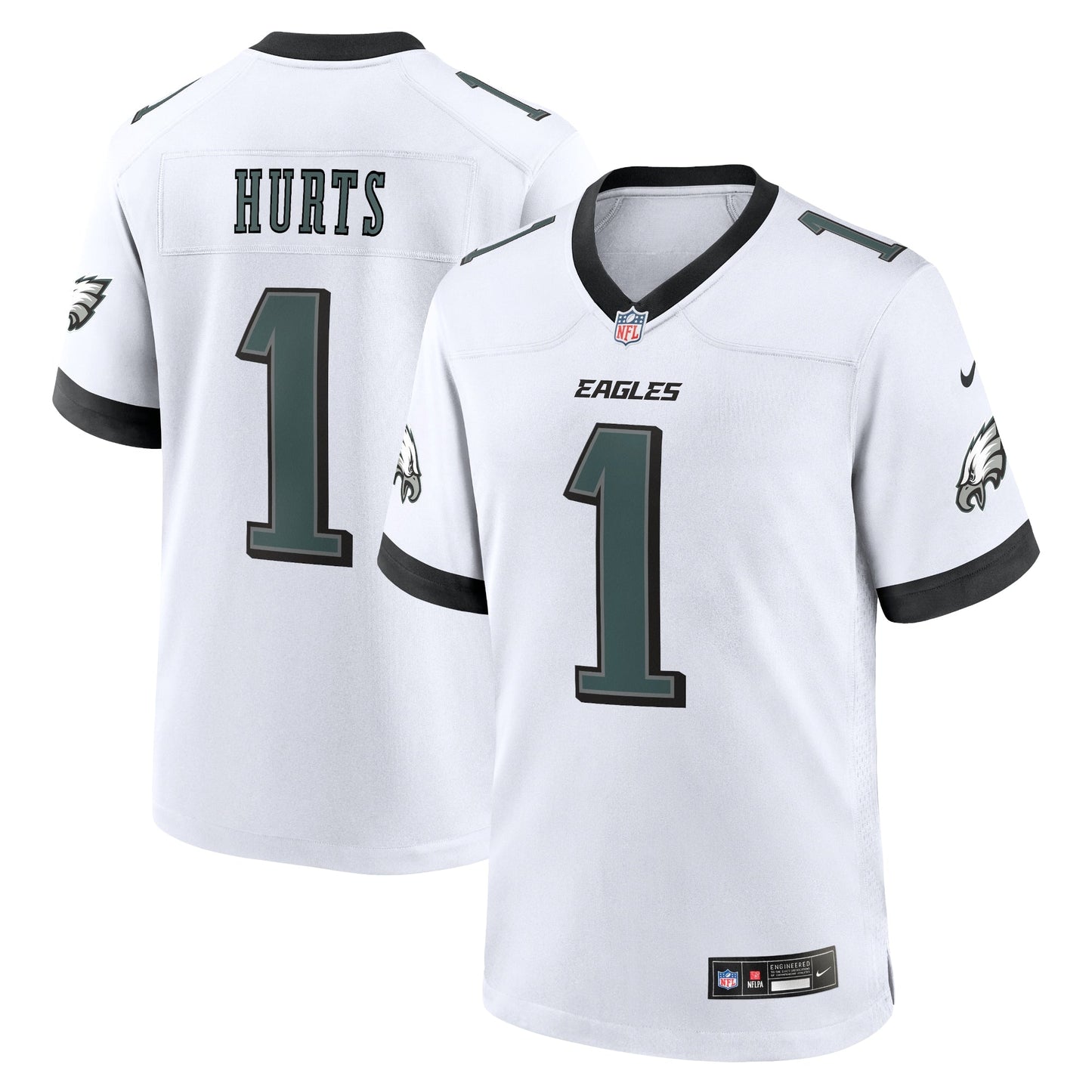 Jalen Hurts Philadelphia Eagles White Game Jersey - White football jersey product view 1