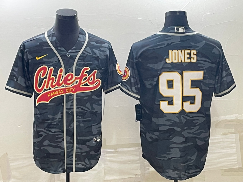 Men's Kansas City Chiefs Chris Jones Grey Camouflage Game Jersey Joint Edition football jersey product view 1