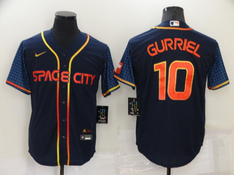 Men's Houston Astros Yuli Gurriel Navy Space City Jersey baseball jersey product view 1
