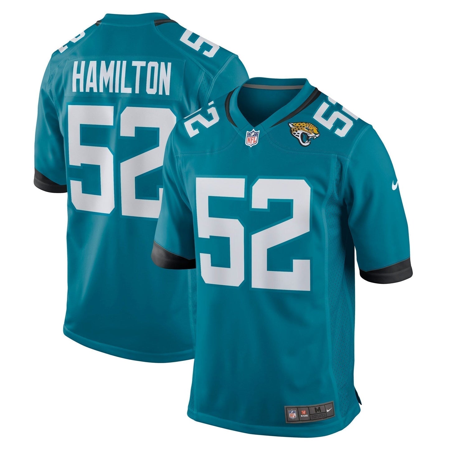DaVon Hamilton Jacksonville Jaguars Game Jersey - Teal football jersey product view 1