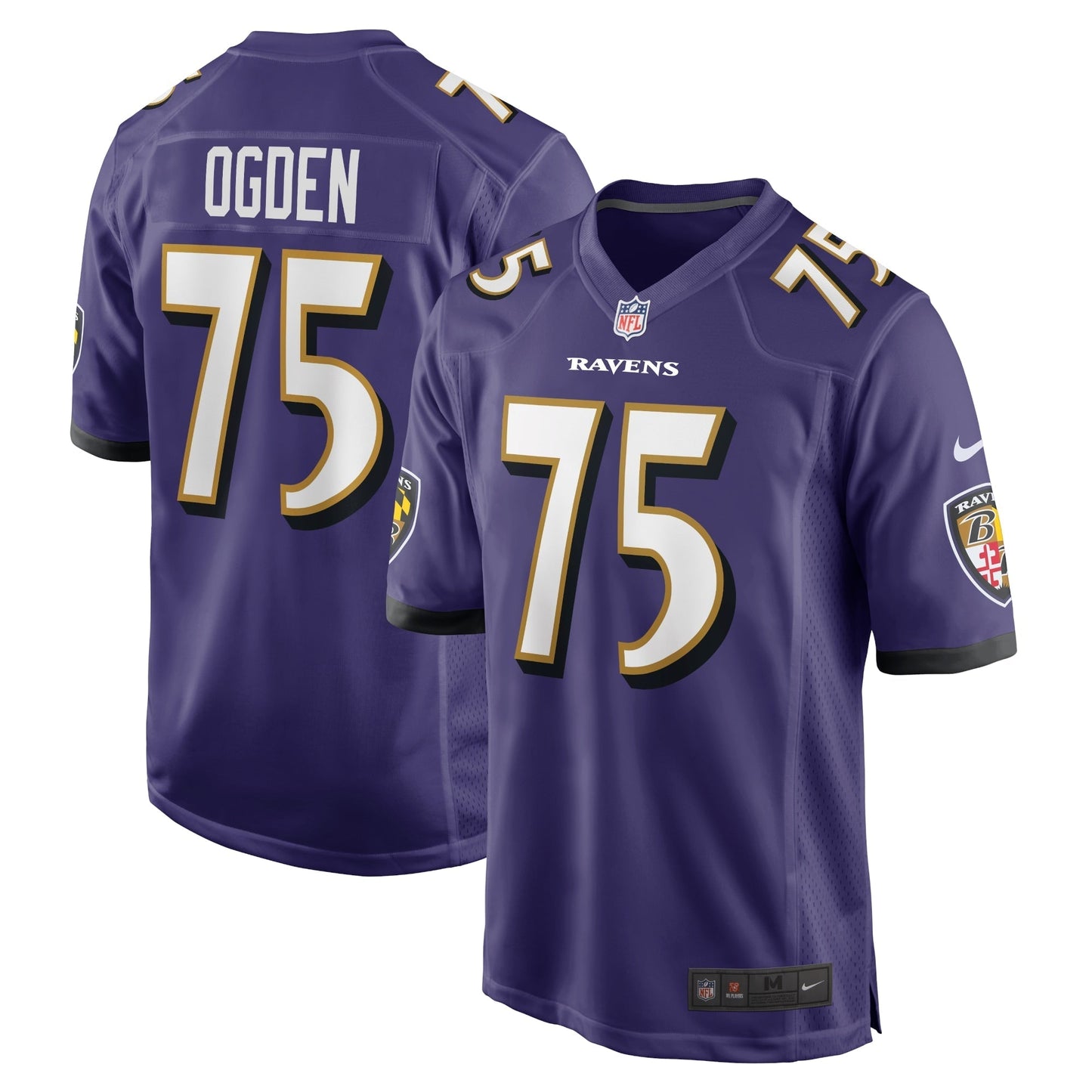Jonathan Ogden Baltimore Ravens Retired Game Jersey - Purple football jersey product view 1