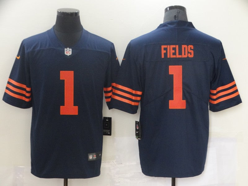 Men's Chicago Bears Justin Fields #1 Navy Game Jersey1 football jersey product view 1
