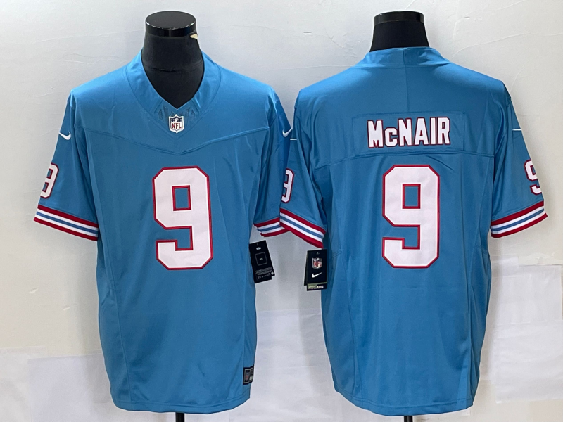 Men's Tennessee Titans Steve McNair Light Blue Oilers Throwback Retired Player Game Jersey hockey jersey product view 1