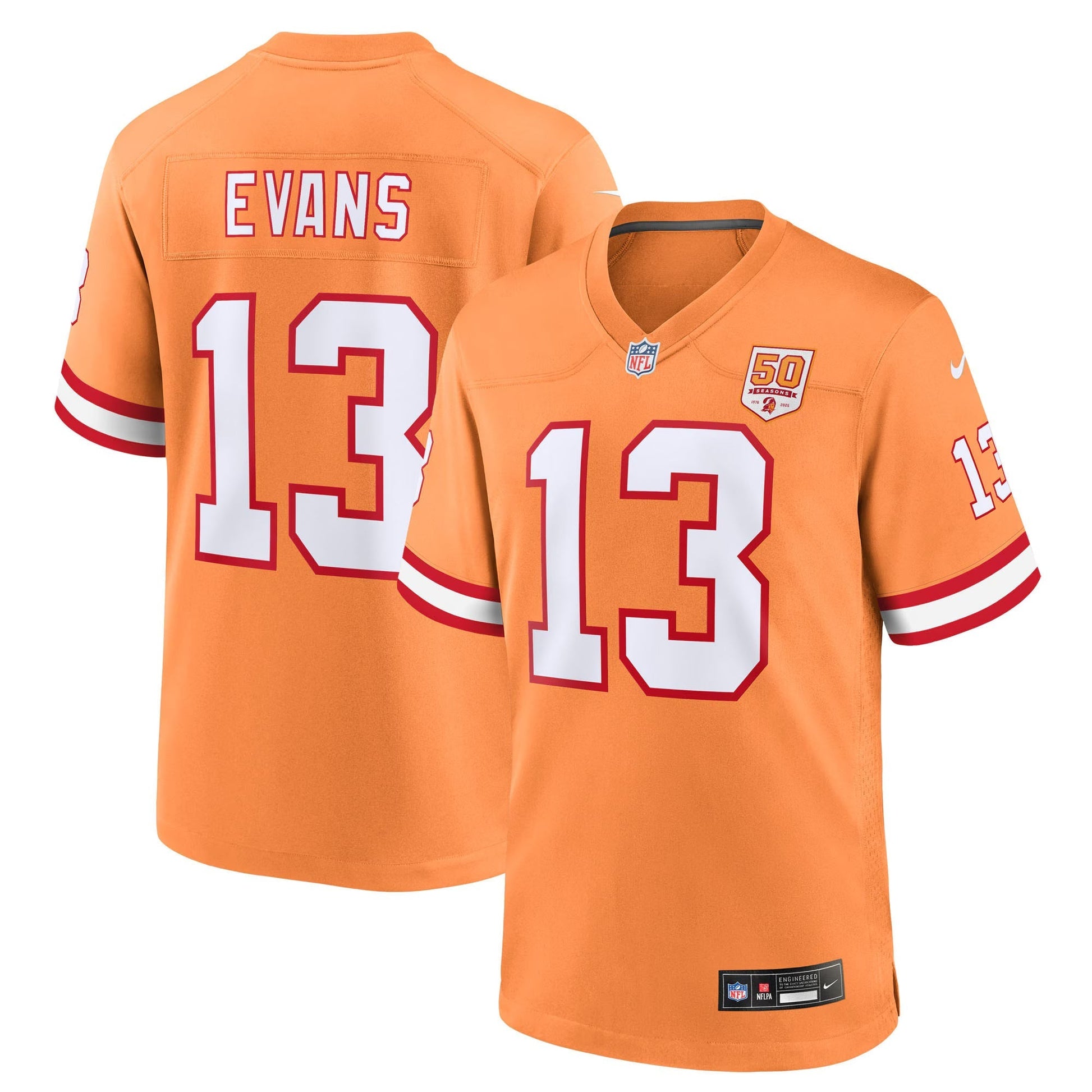 Tampa Bay Buccaneers Mike Evans Creamsicle 50th Season Game Jersey football jersey product view 1