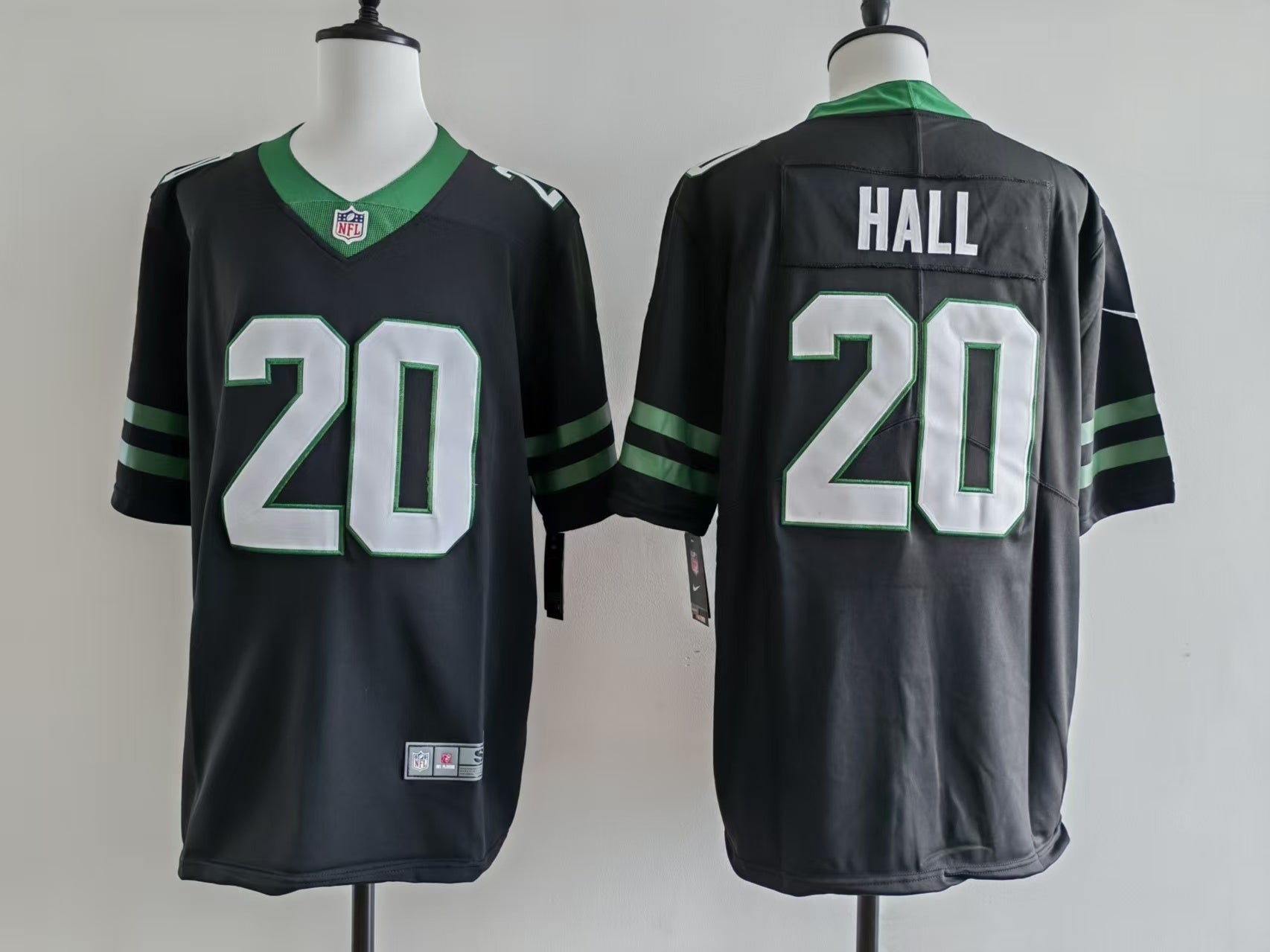 Men's New York Jets Breece Hall Jersey-Black football jersey product view 1