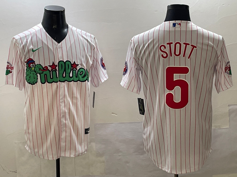 Men's Philadelphia Phillies Bryson Stott White Replica Team Jersey baseball jersey product view 1
