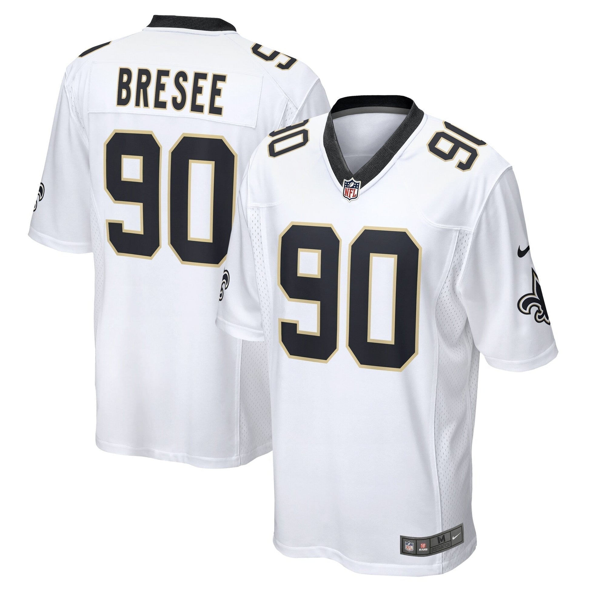 Bryan Bresee New Orleans Saints Game Jersey - White football jersey product view 1