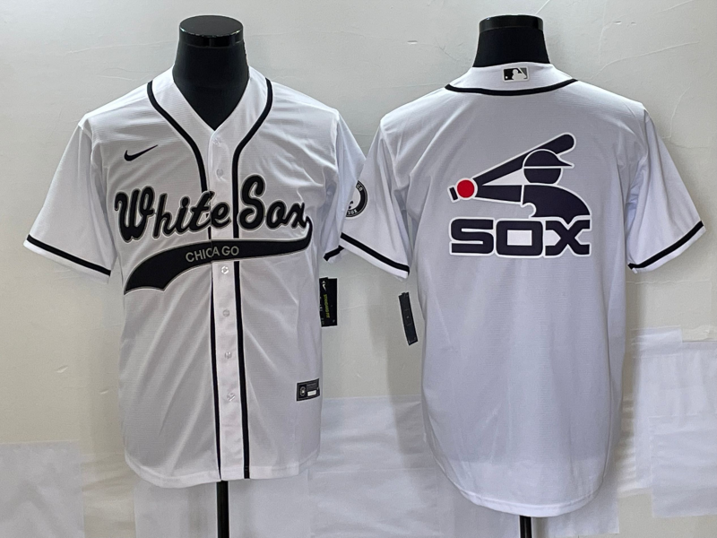 Men's Chicago White Sox White Replica Player Jersey Joint Edition baseball jersey product view 1