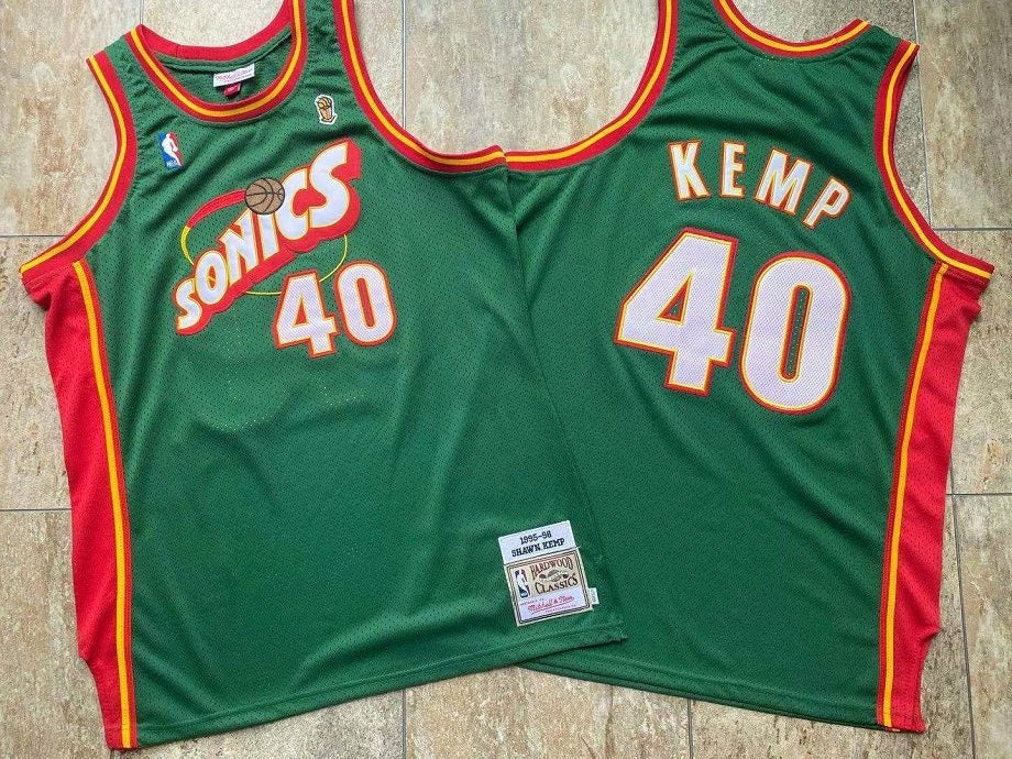 Kemp Supersonics Green 40 MN basketball jersey product view 1