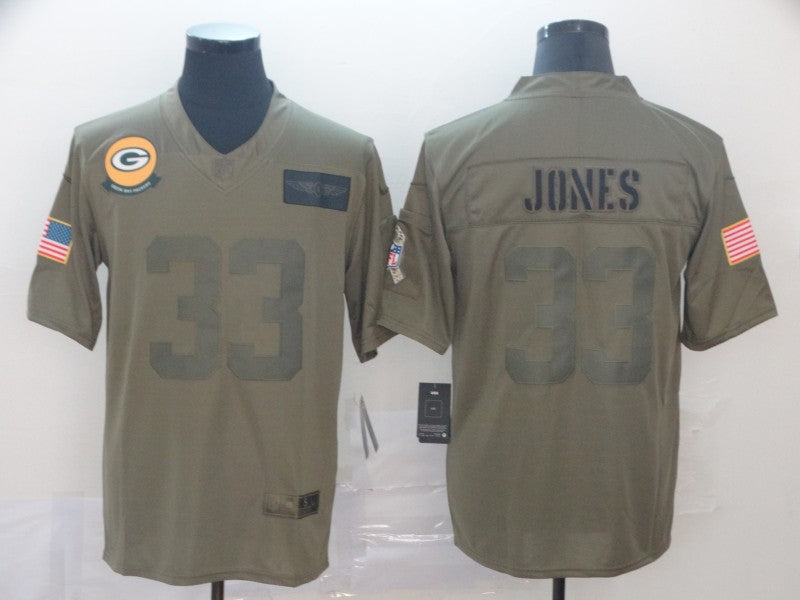 Men's Green Bay Packers Aaron Jones #33 Brown Game Jersey1 football jersey product view 1