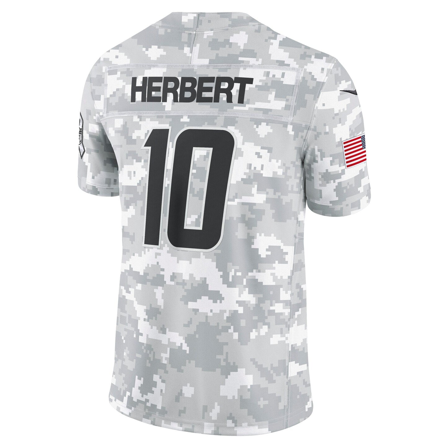 Justin Herbert Los Angeles Chargers 2024 Salute to Service Limited Jersey - Arctic Camo football jersey product view 3