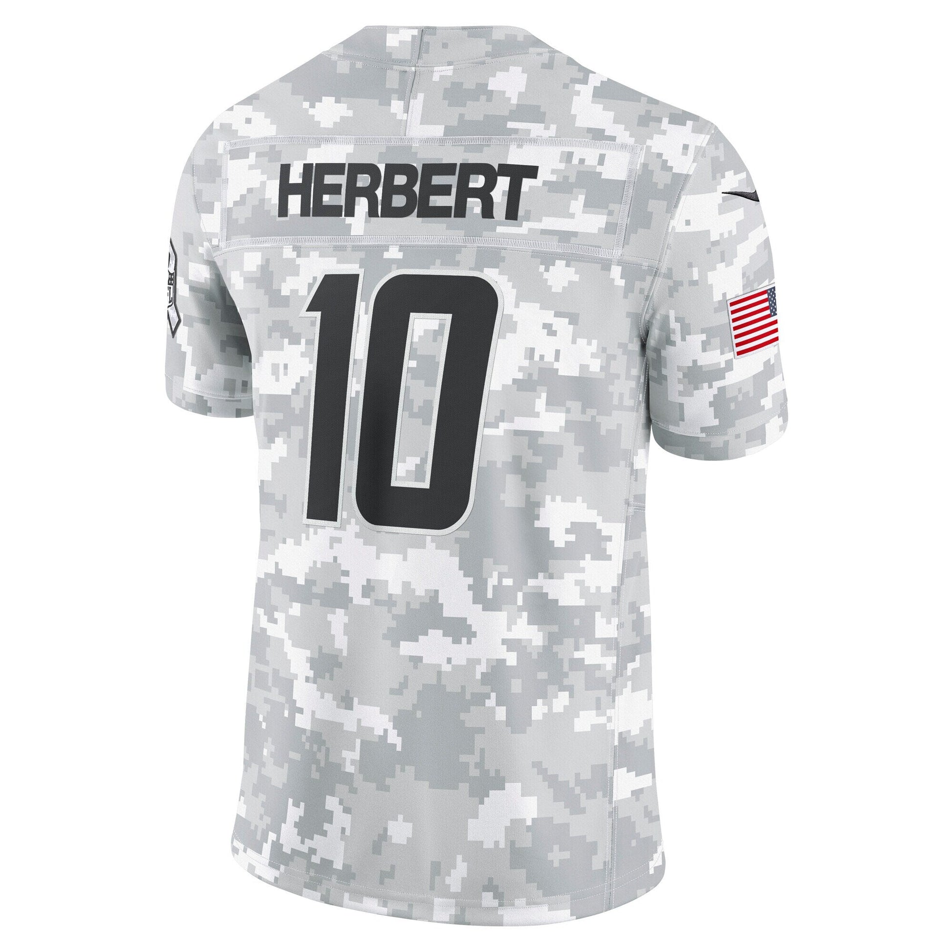 Justin Herbert Los Angeles Chargers 2024 Salute to Service Limited Jersey - Arctic Camo football jersey product view 3