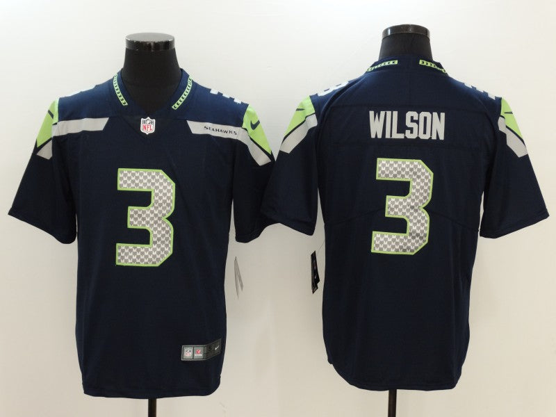 Men's Seattle Seahawks #3 Russell Wilson Navy Game Jersey football jersey product view 1