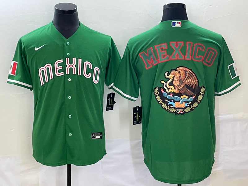Men's 2023 World Baseball Classic Mexico Green Replica Baseball Jersey baseball jersey product view 1