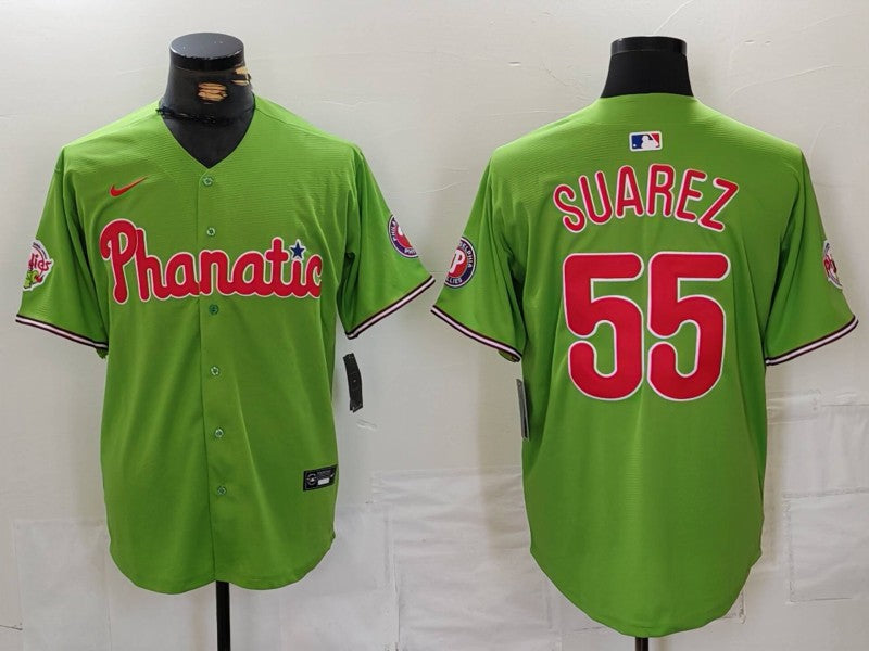 Men's Philadelphia Phillies Ranger Suarez #55 Green Limited Player Jersey1 baseball jersey product view 1