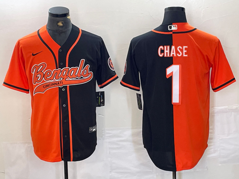 Men's Cincinnati Bengals Ja'Marr Chase Orange/Black Game Player Jersey Joint Edition football jersey product view 1