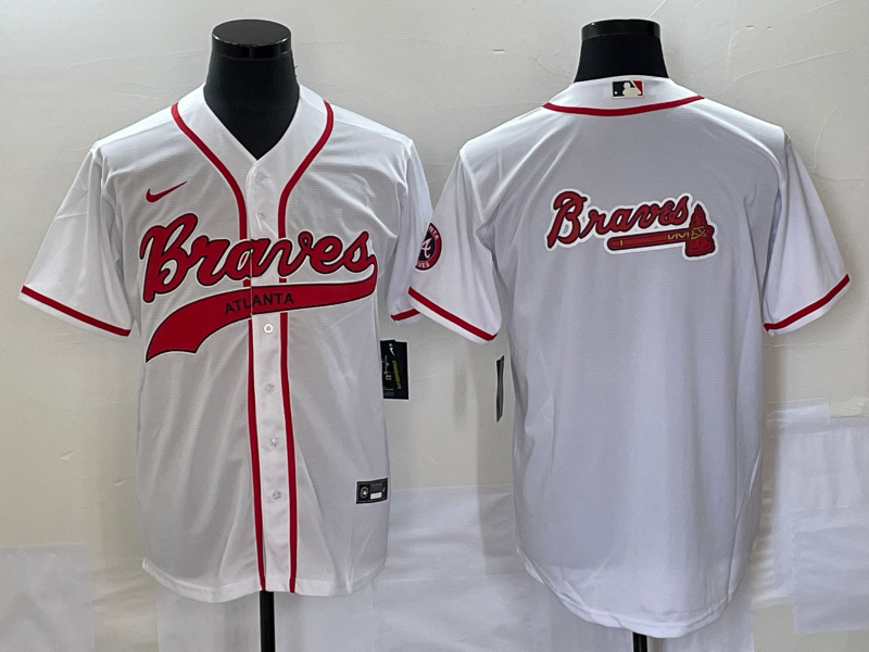 Men's Atlanta Braves White Replica Team Jersey Joint Edition baseball jersey product view 1