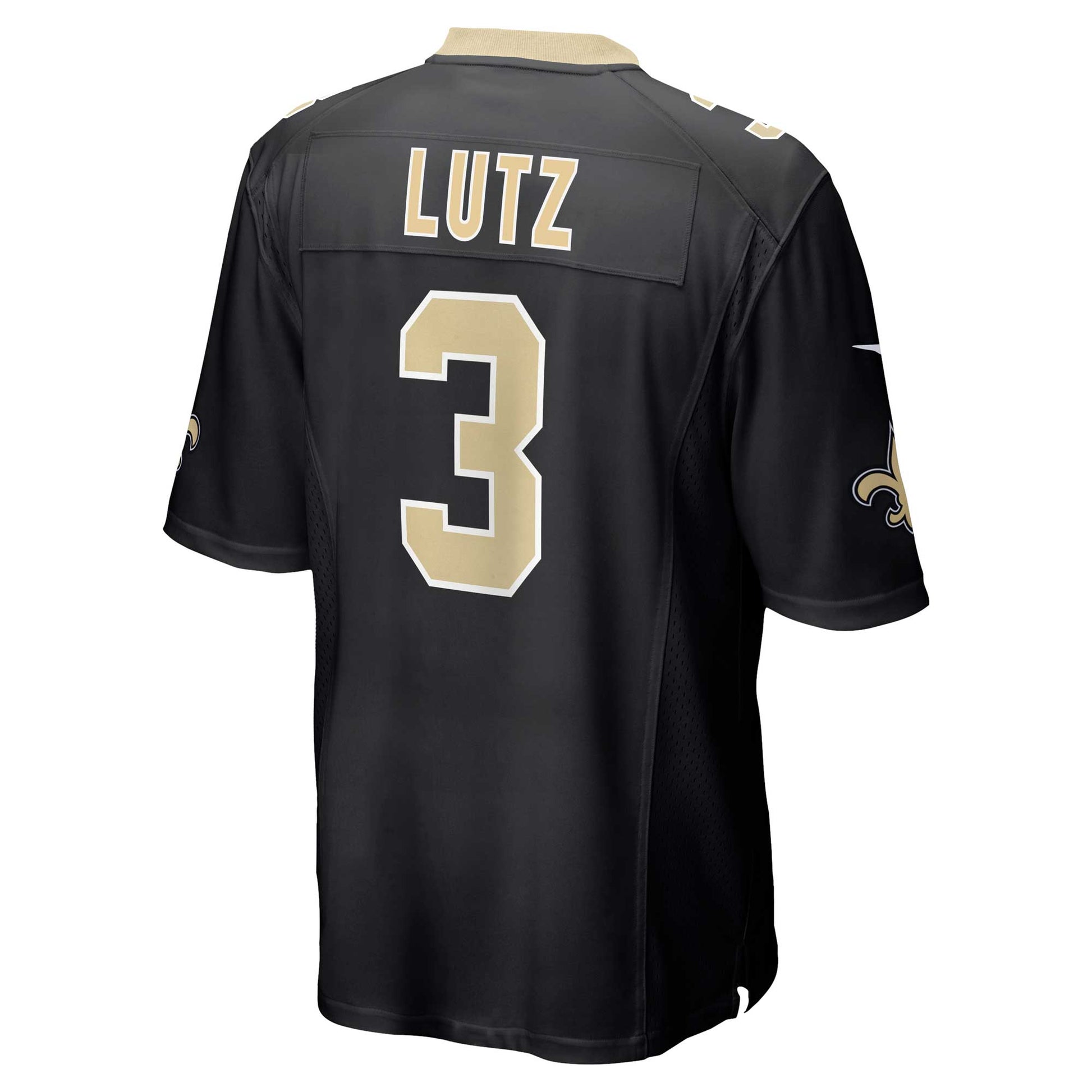 Wil Lutz New Orleans Saints Game Jersey - Black football jersey product view 3