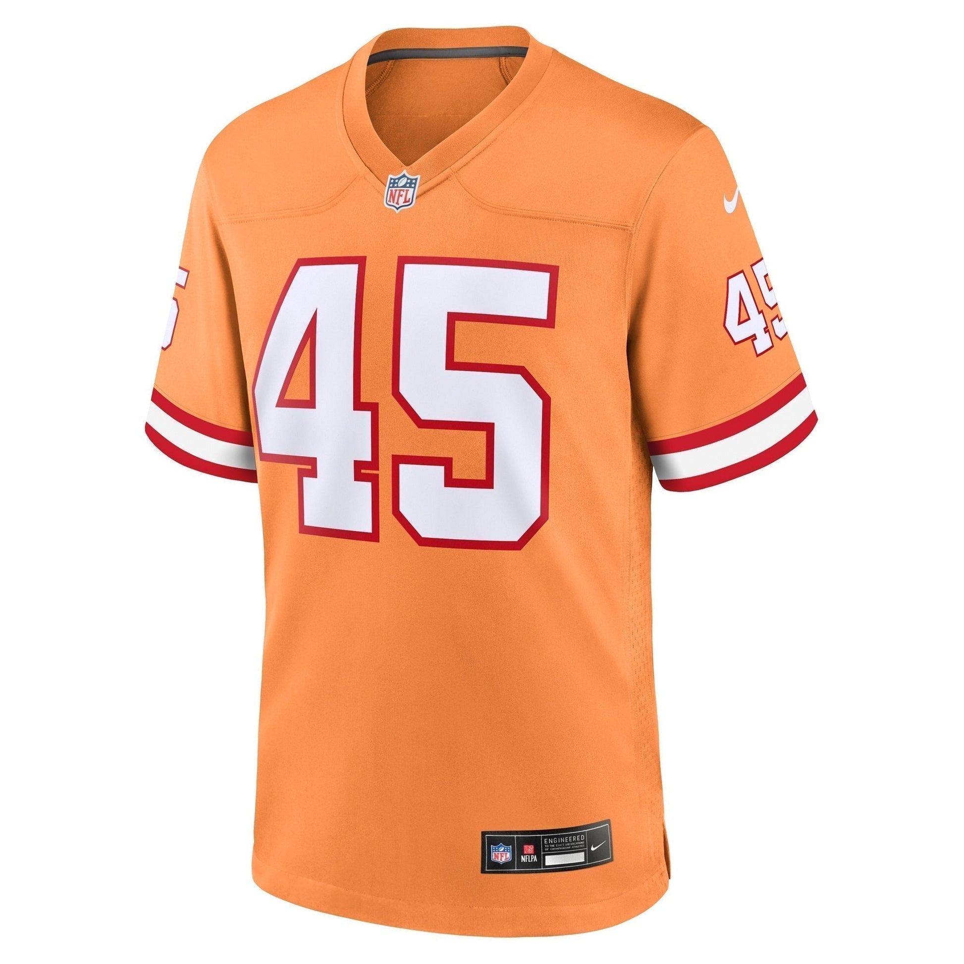 Devin White Tampa Bay Buccaneers Throwback Game Jersey - Orange football jersey product view 2