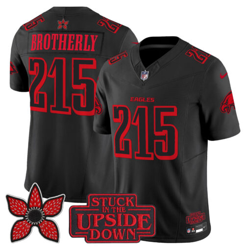 215 Brotherly Love Philadelphia Eagles Stranger Things Edition Jersey - Black football jersey product view 1