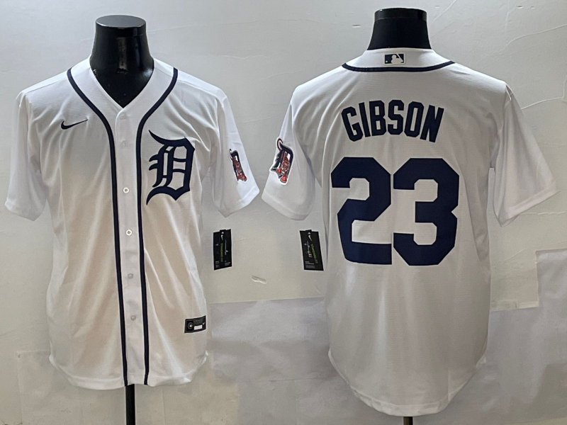 Men's Detroit Tigers Kirk Gibson White Home Replica Player Jersey baseball jersey product view 1