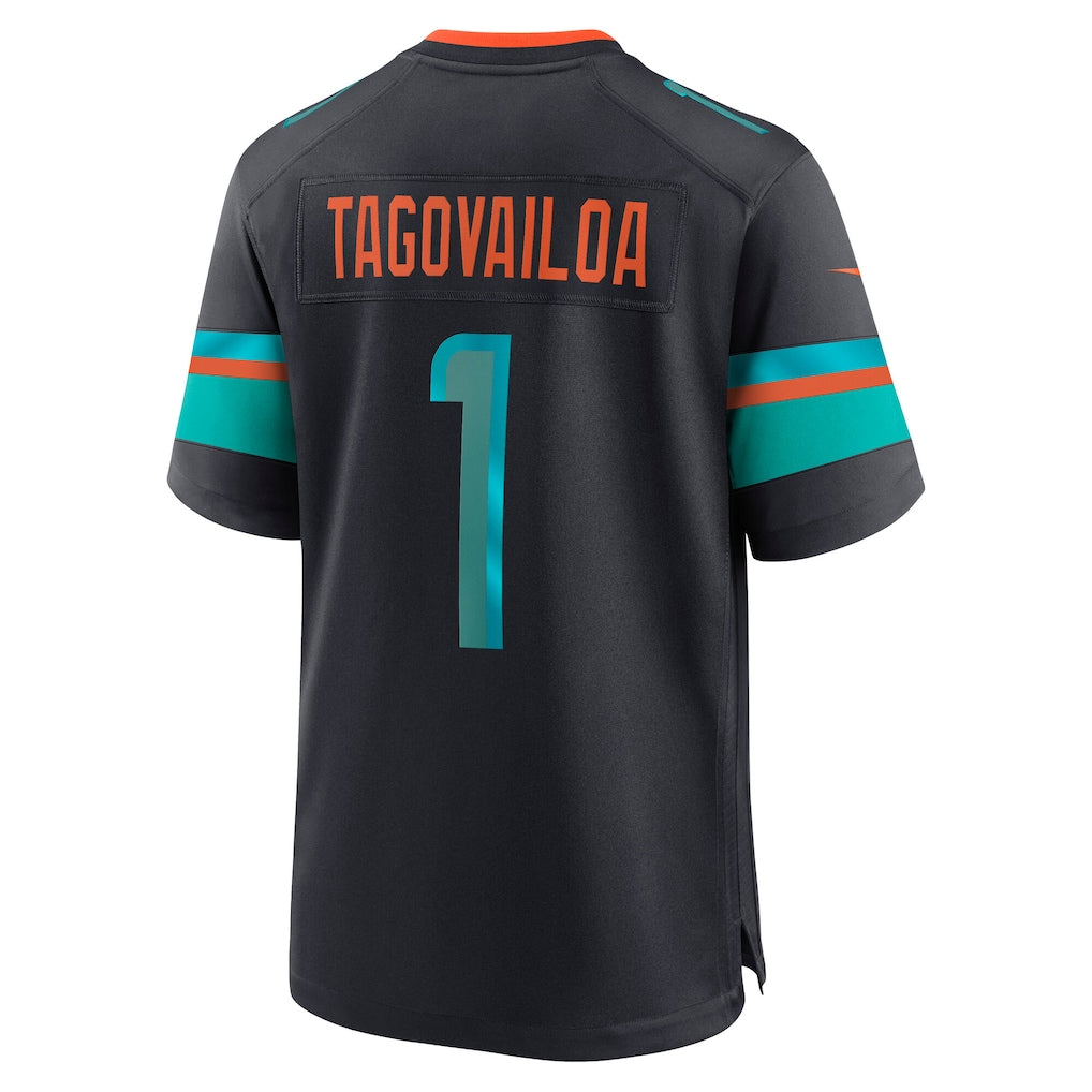 M.Dolphins #1 Tua Tagovailoa Pitch Blue 2025 Rivalries Collection Game Jersey football jersey product view 1