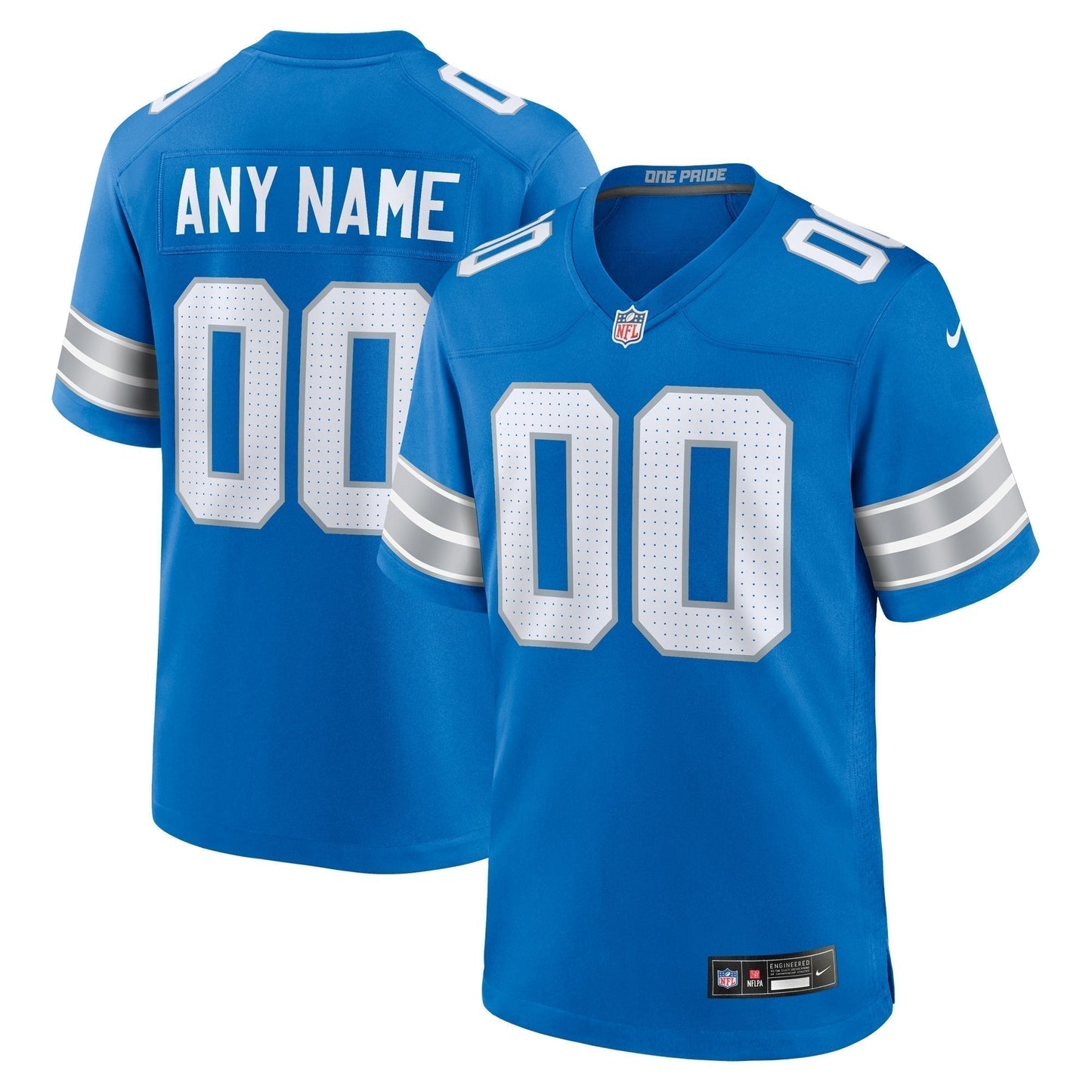 Detroit Lions Custom Game Jersey - Blue football jersey product view 1