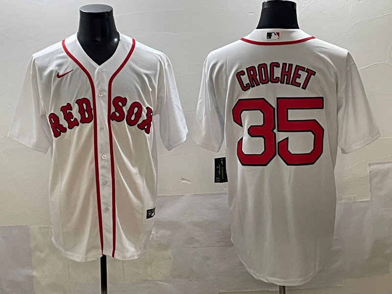 Men's Boston Red Sox Garrett Crochet White Home Replica Player Jersey baseball jersey product view 1