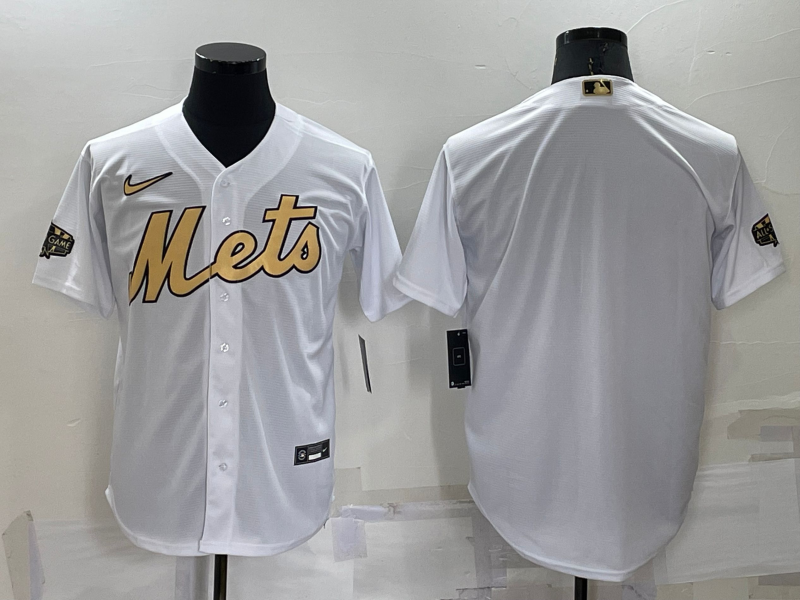Men's New York Mets1 White Replica Blank Jersey baseball jersey product view 1
