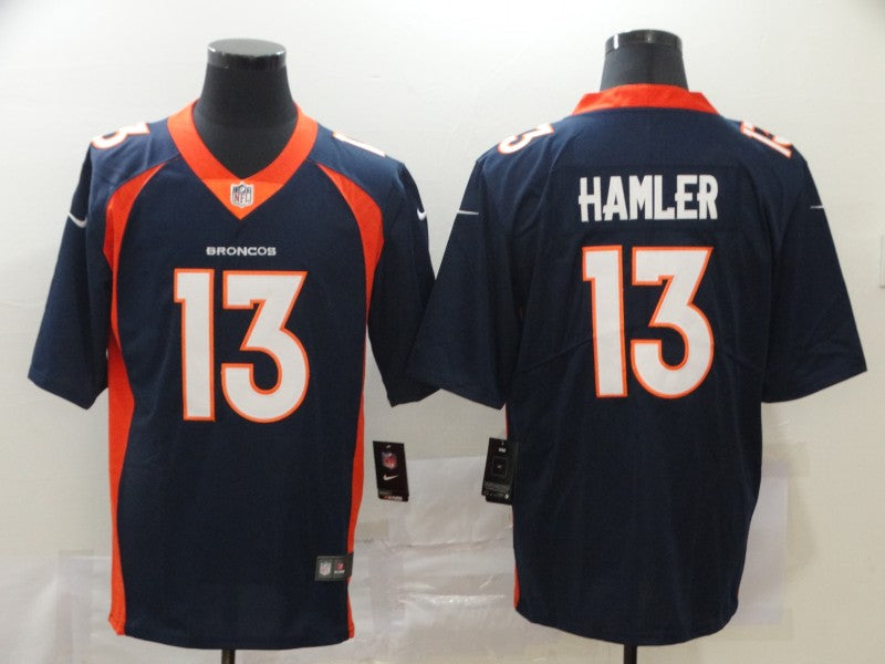 Men's Denver Broncos KJ Hamler Navy Game Jersey football jersey product view 1