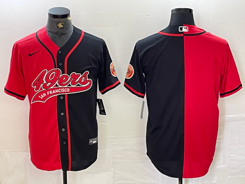 Men's San Francisco 49ers Red/Black Blank Jersey Joint Edition football jersey product view 1